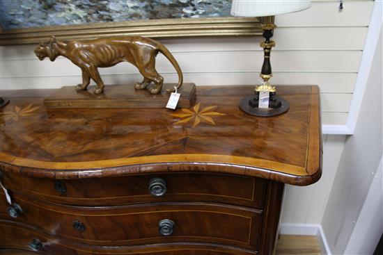 An 18th century Maltese olive wood and fruitwood serpentine commode, W.6ft 1in.
